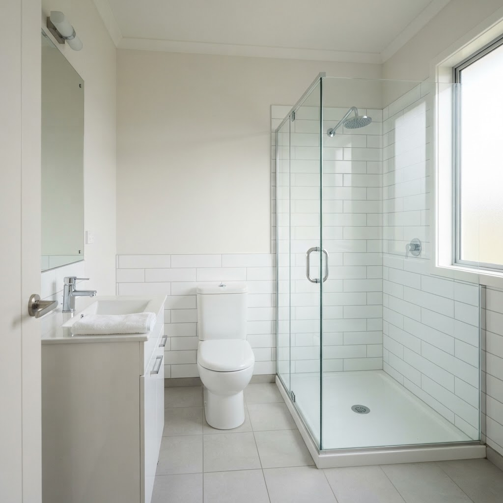 Sparkling clean bathroom ready for inspection